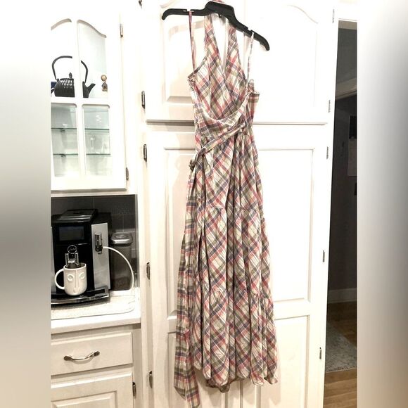 NEW Polo Ralph Lauren Madras Tiered Wrap Maxi Halter Dress Cottagecore Size 10 - Picture 9 of 14